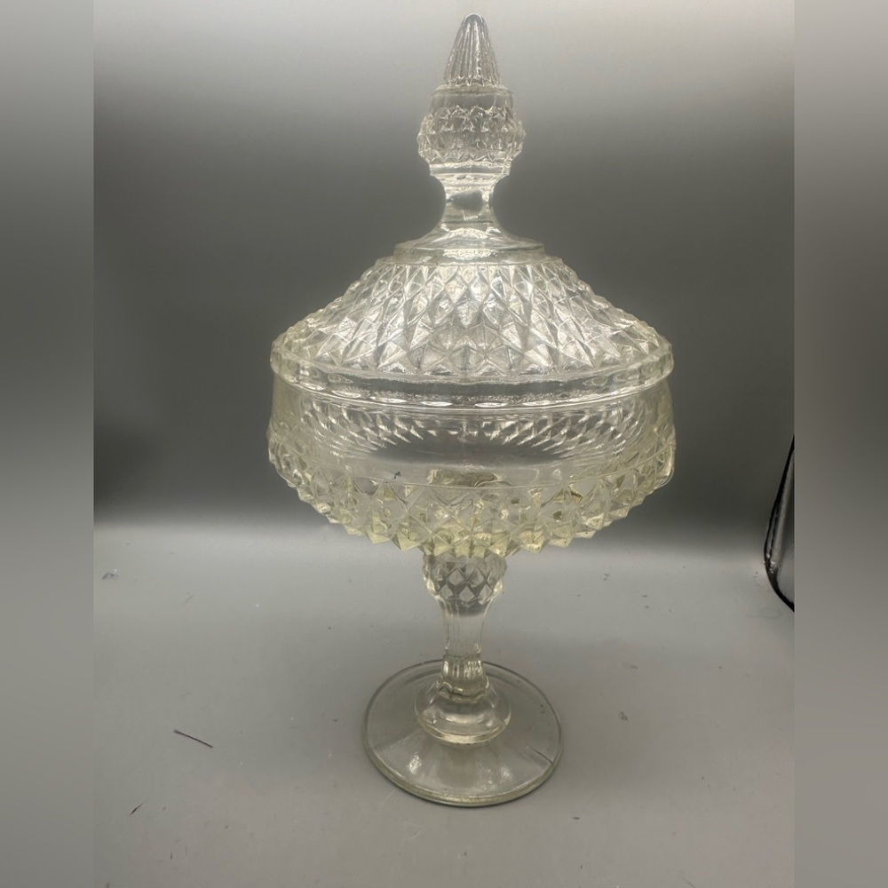 Indiana Glass Diamond Pattern Pedestal Dish - Clear